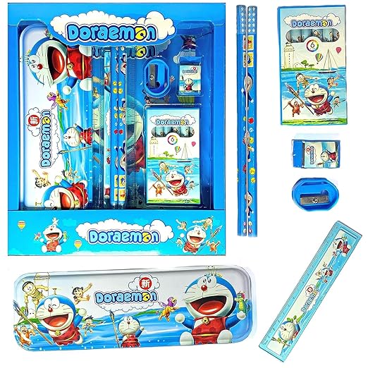 Doraemon Pencil Set, Box | 2 Pencil | Easer | Sharpner | Crayons
